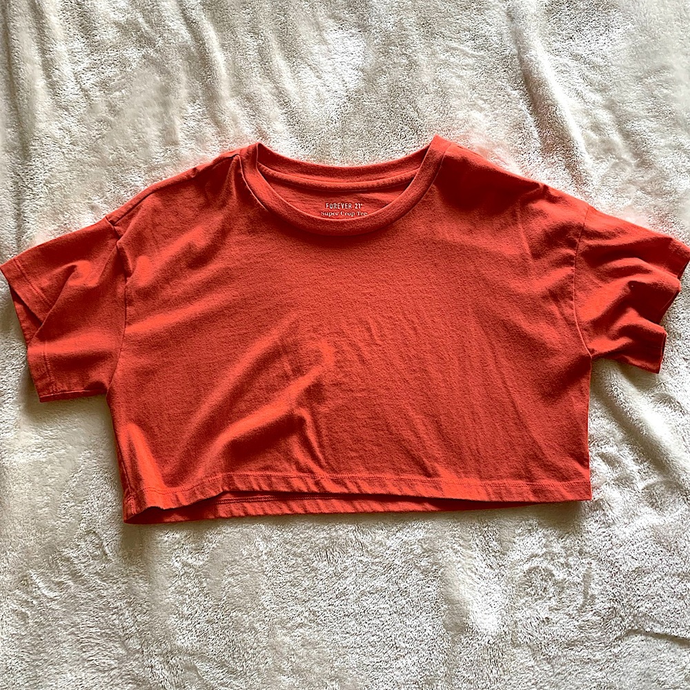 Forever 21 Women’s Orange Super Crop Tee Medium